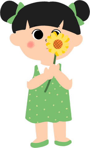 Little girl hold sunflower